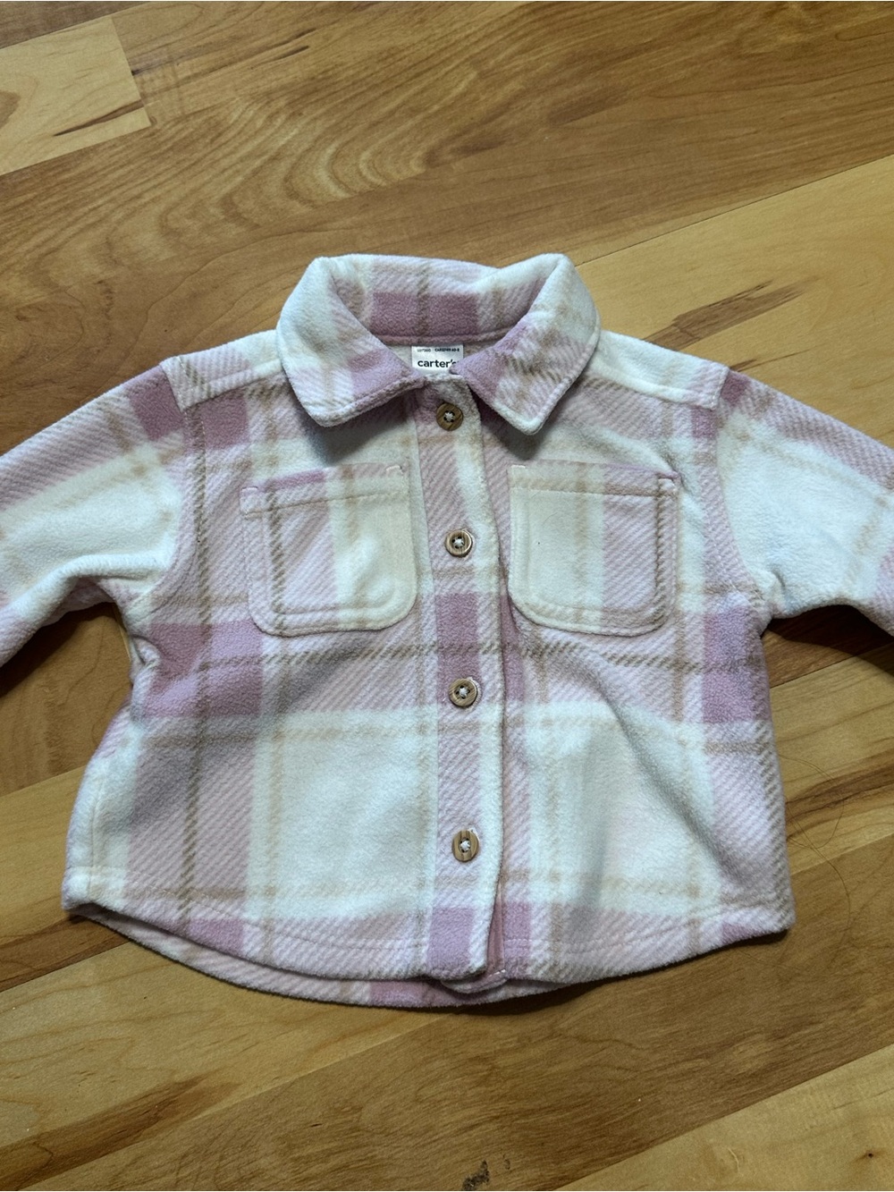 Carter's Pink & Cream Plaid Fleece Button-Up Shirt Jacket